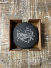 Sea Turtle Engraved Slate Coaster Set (4 Pack)