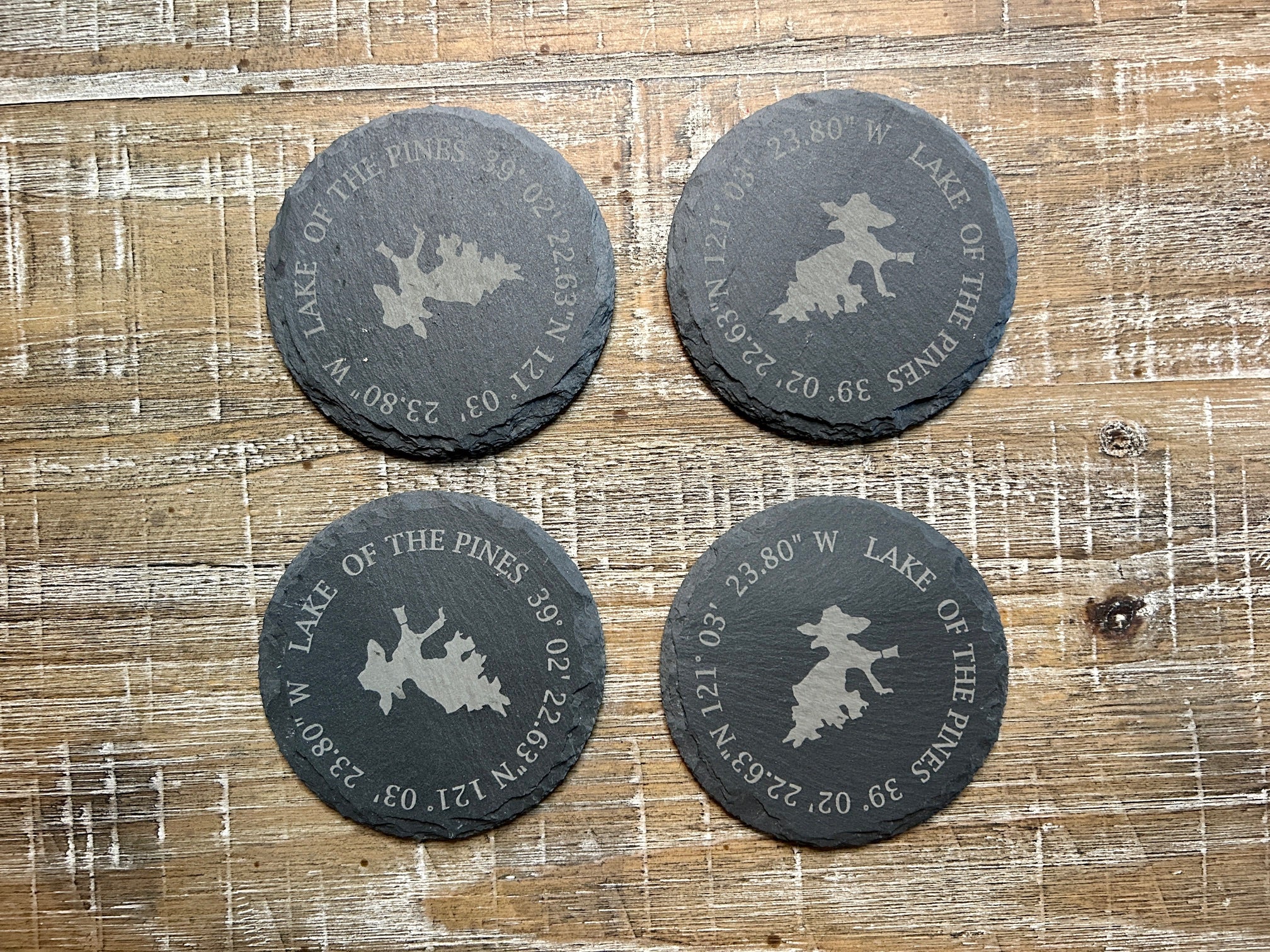 Laser Engraved Coaster Set - Lake of the Pines