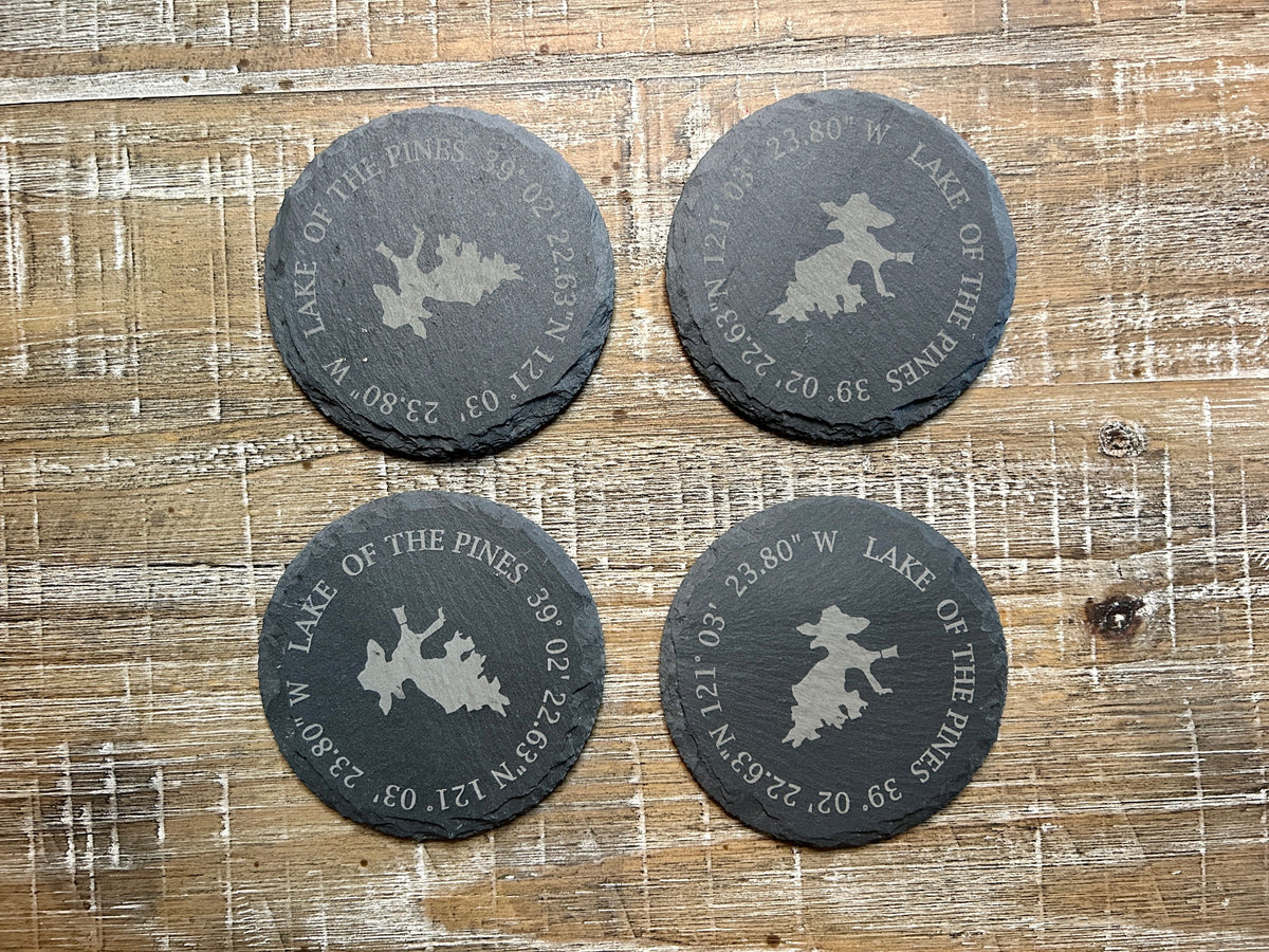 Laser Engraved Coaster Set - Lake of the Pines