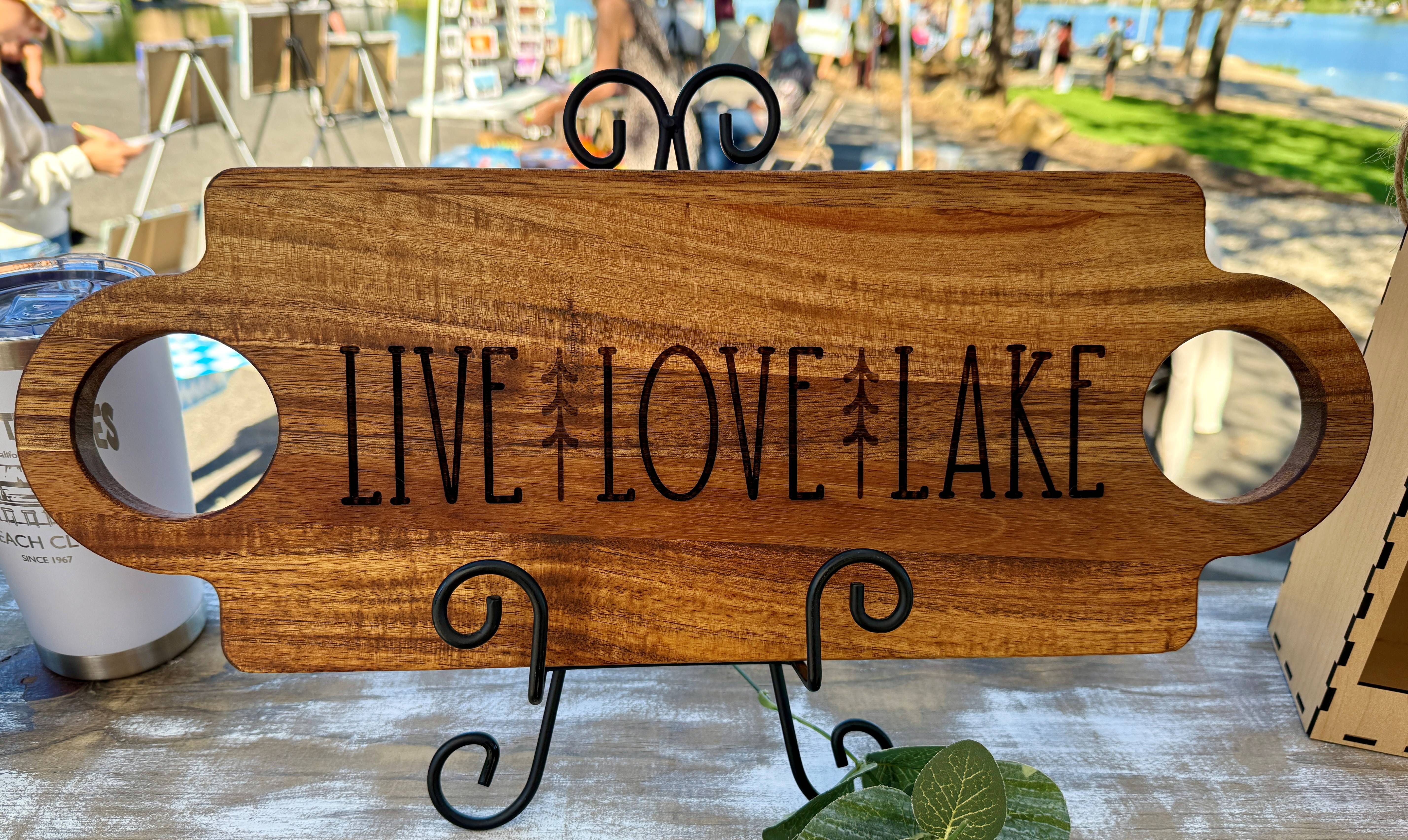 “Live • Love • Lake” Engraved Wooden Board