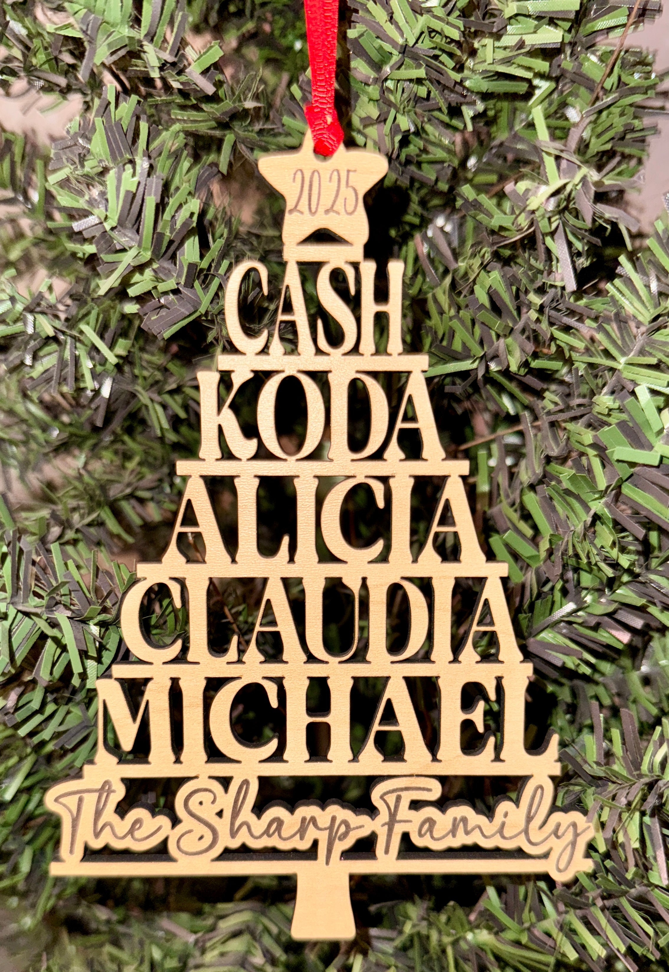 Personalized Family Name Christmas Tree Ornament