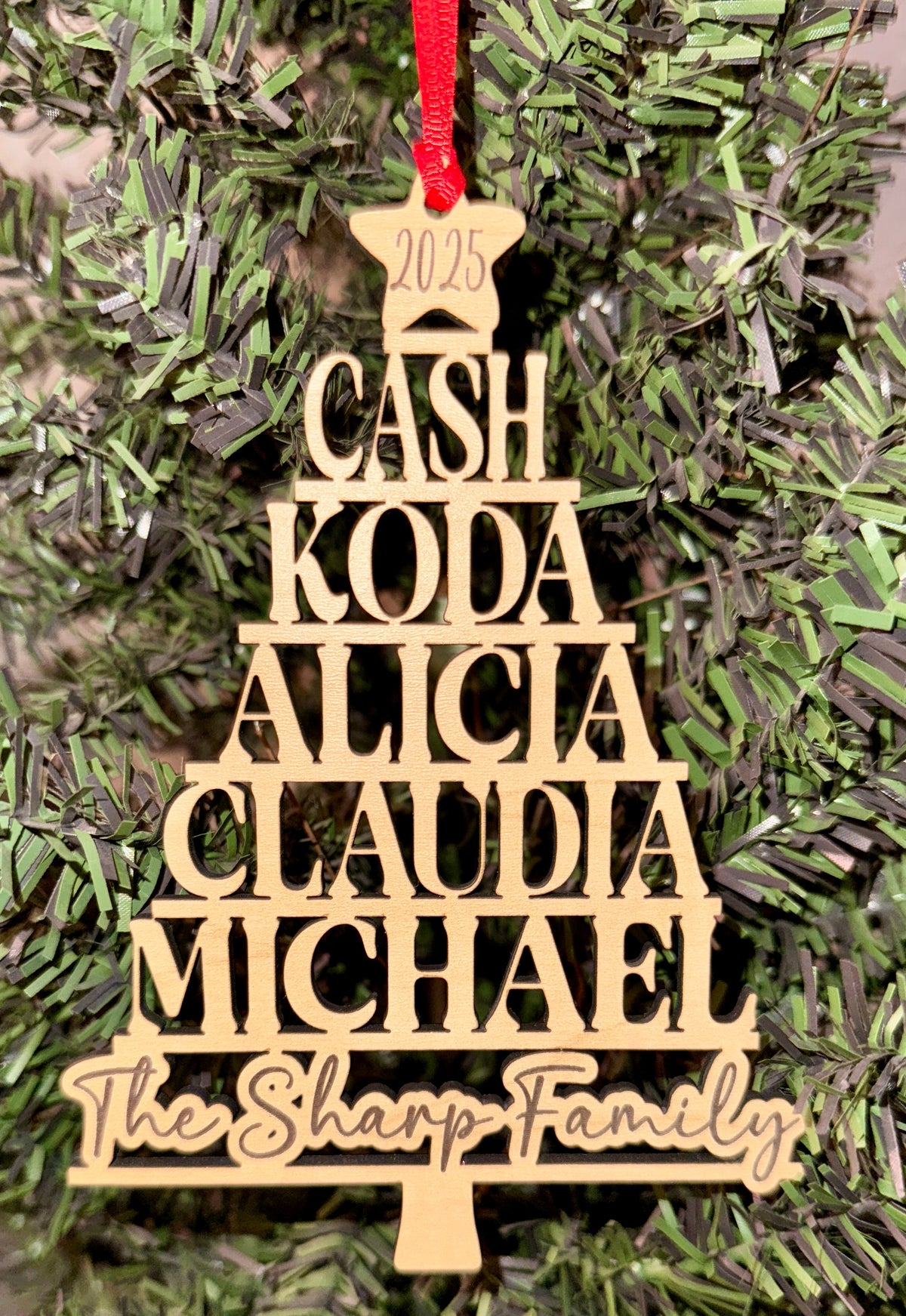 Personalized Family Name Christmas Tree Ornament