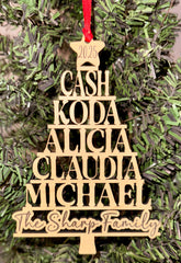 Personalized Family Name Christmas Tree Ornament