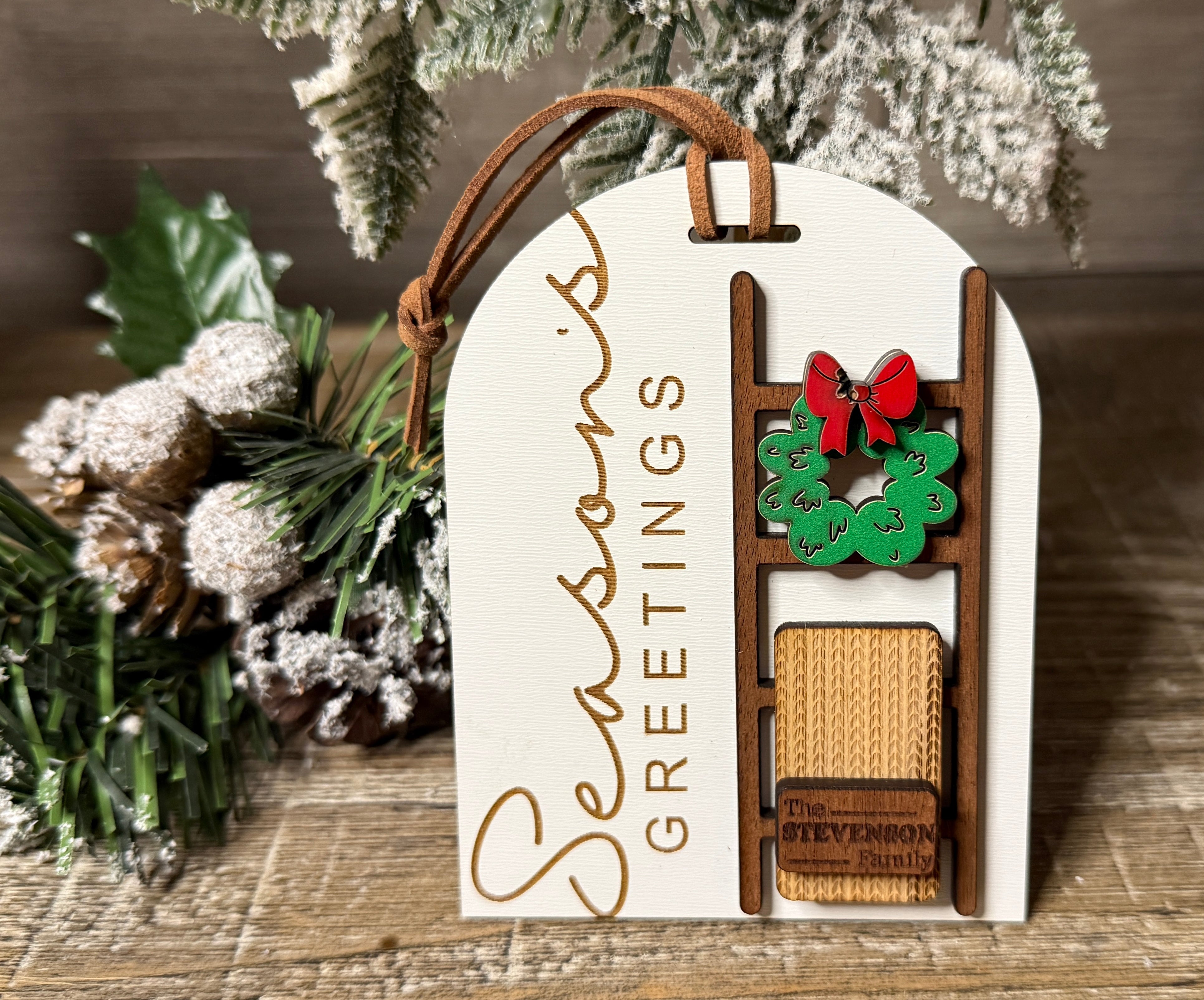 Season’s Greetings Personalized Ladder Ornament