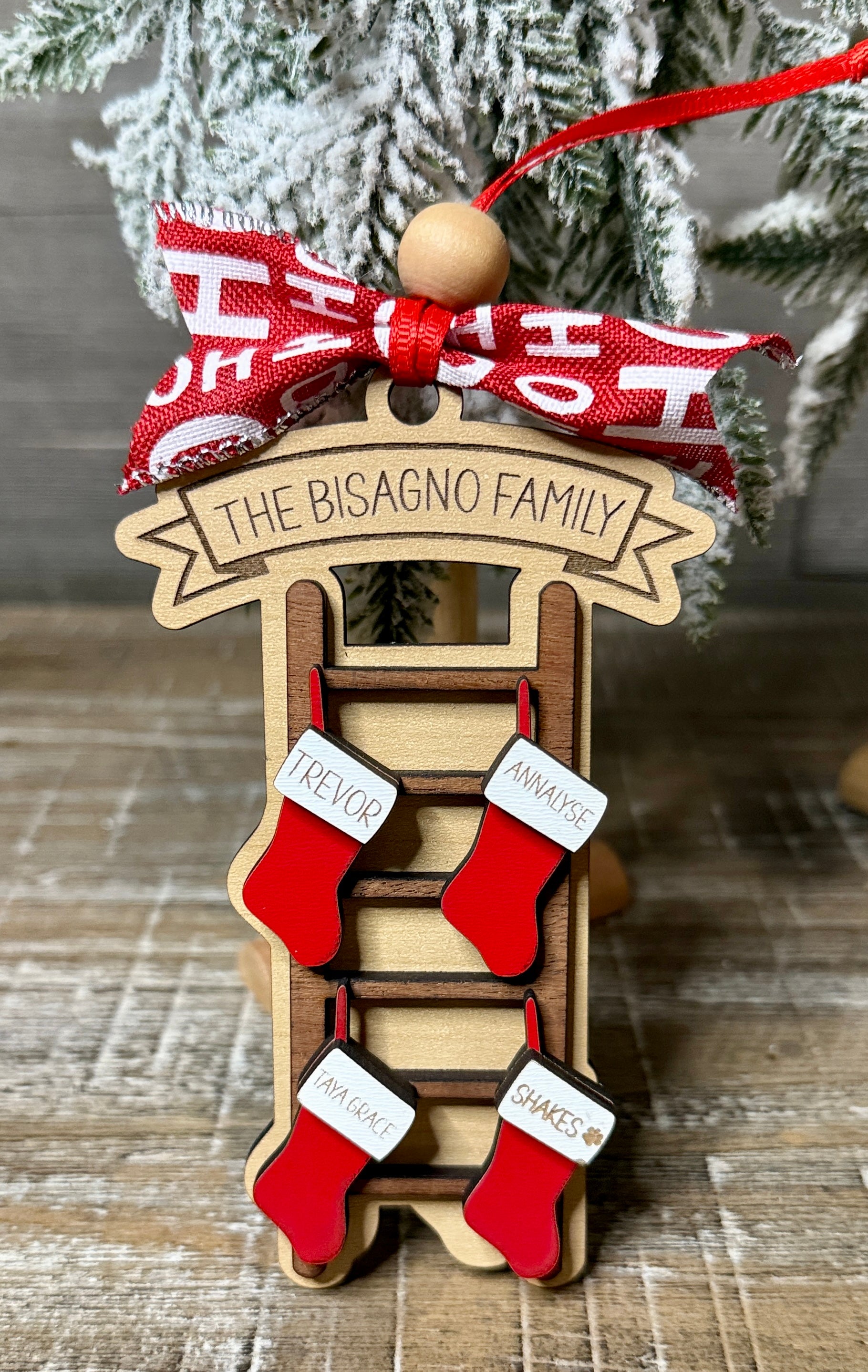 Personalized Family Stocking Ladder Ornament