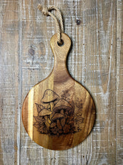 Laser-Engraved Mushroom Round Serving Board