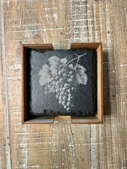 Engraved Slate Coaster Set - Wine Theme